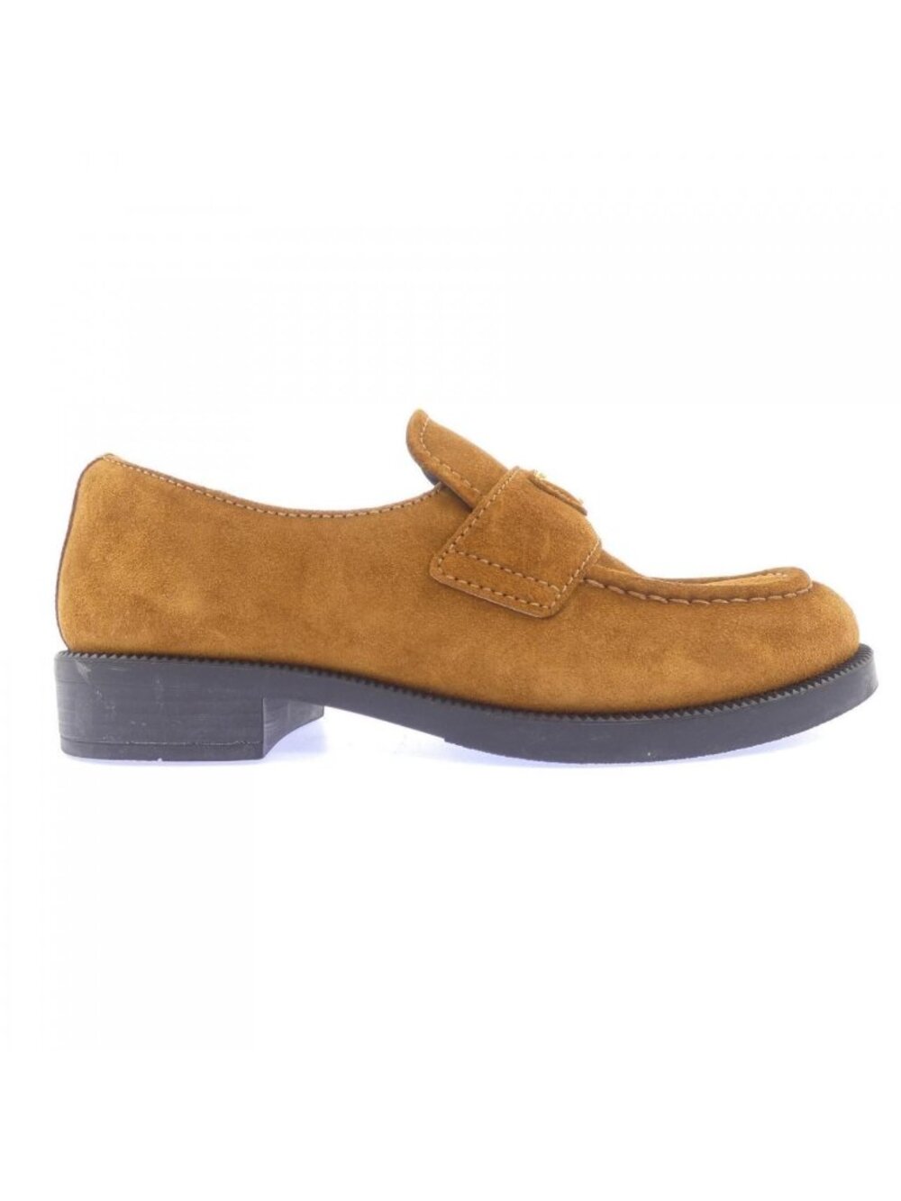 Prada Suede Loafers Triangle Logo Shoes